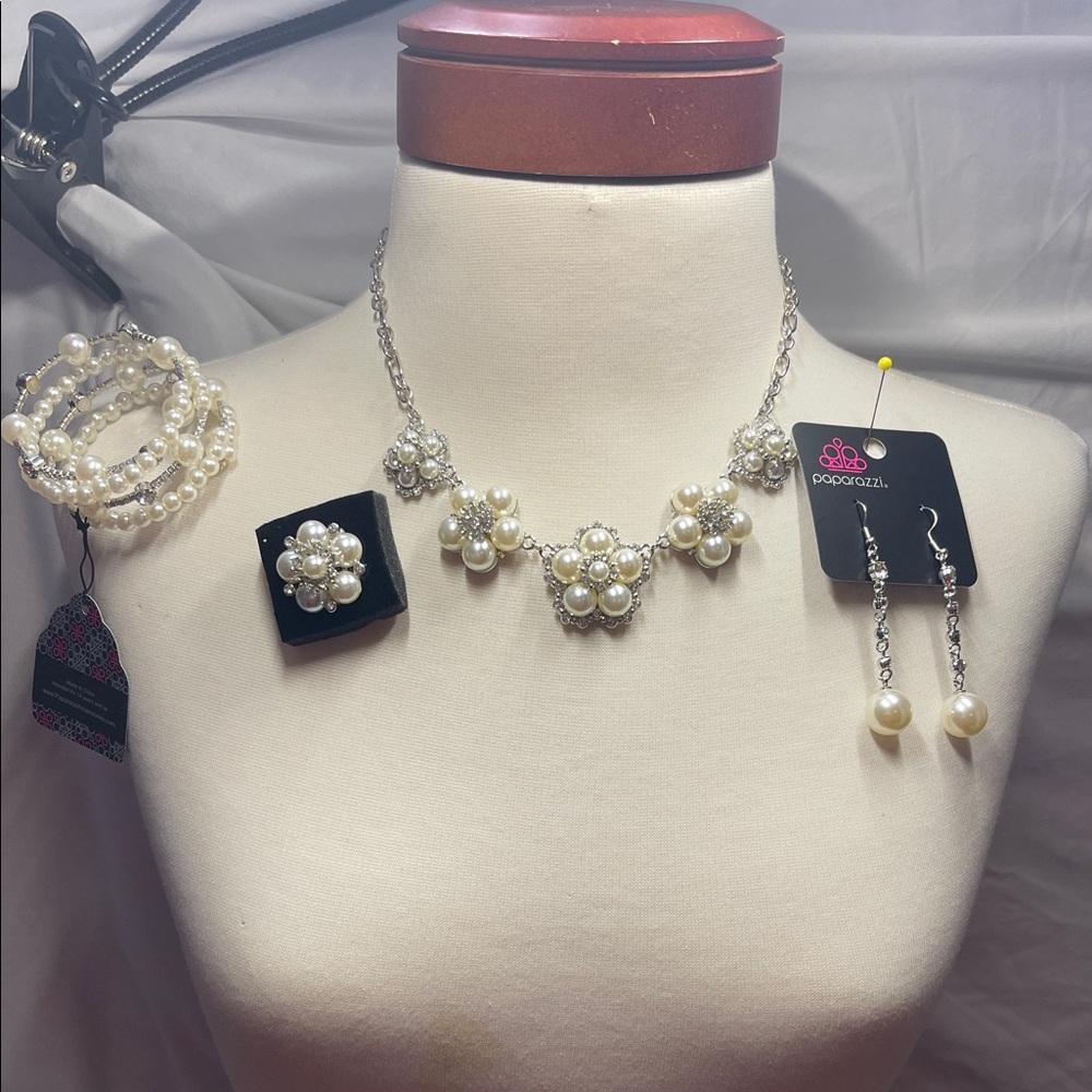 Paparazzi Silver Necklace with White Pearls